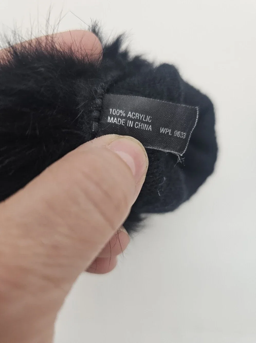 Black Faux Fur Cuff Faux Leather Gloves Sz S